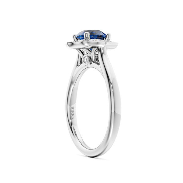 Heirloom Round Solitaire Sapphire Engagement Ring with Halo